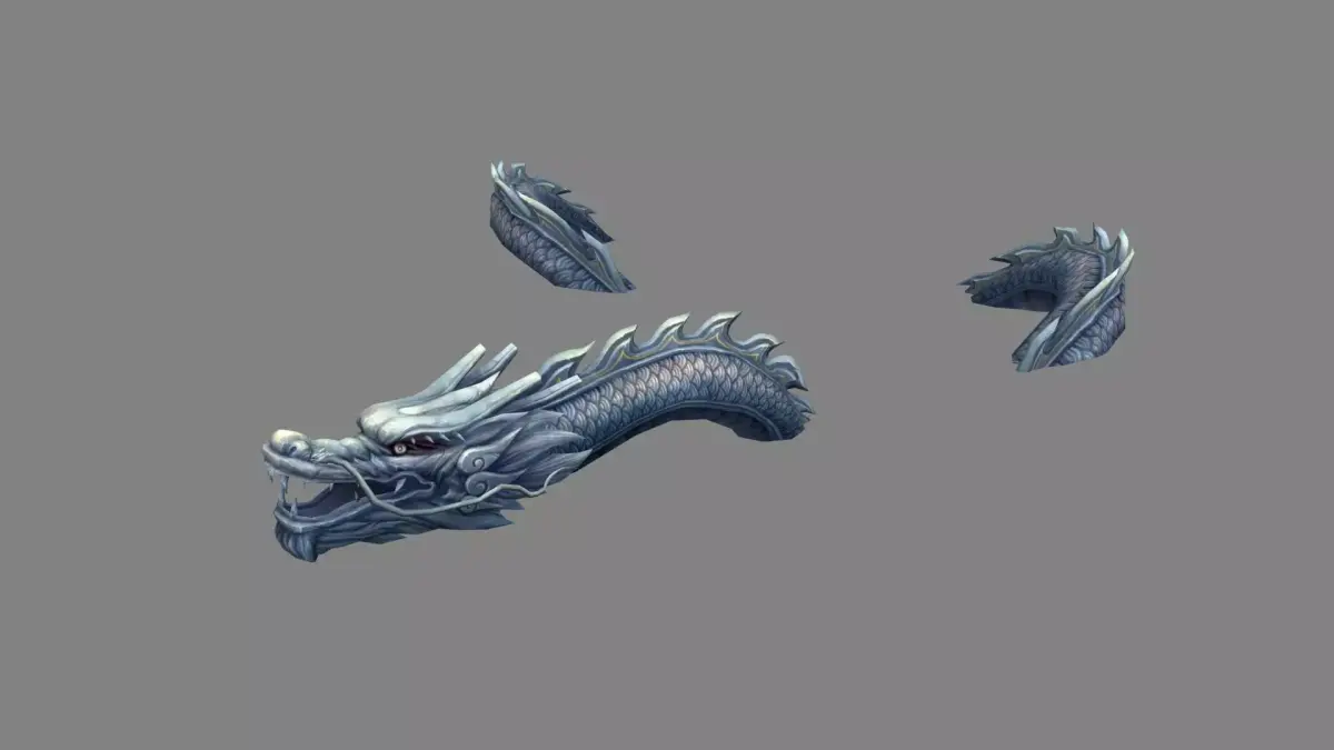 Stone Dragon Sculpture - Multi Section Placement Low-poly 3D model