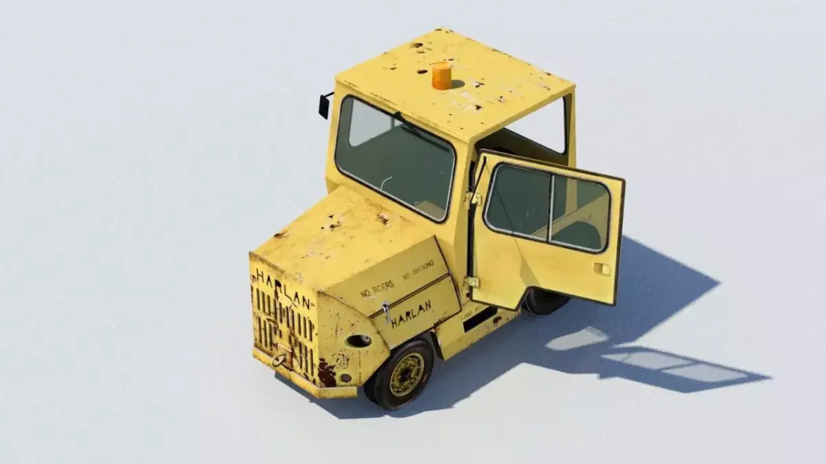 Harlan HT Light Tractor Aircraft Baggage Tug Low Poly weathered Low-poly 3D model