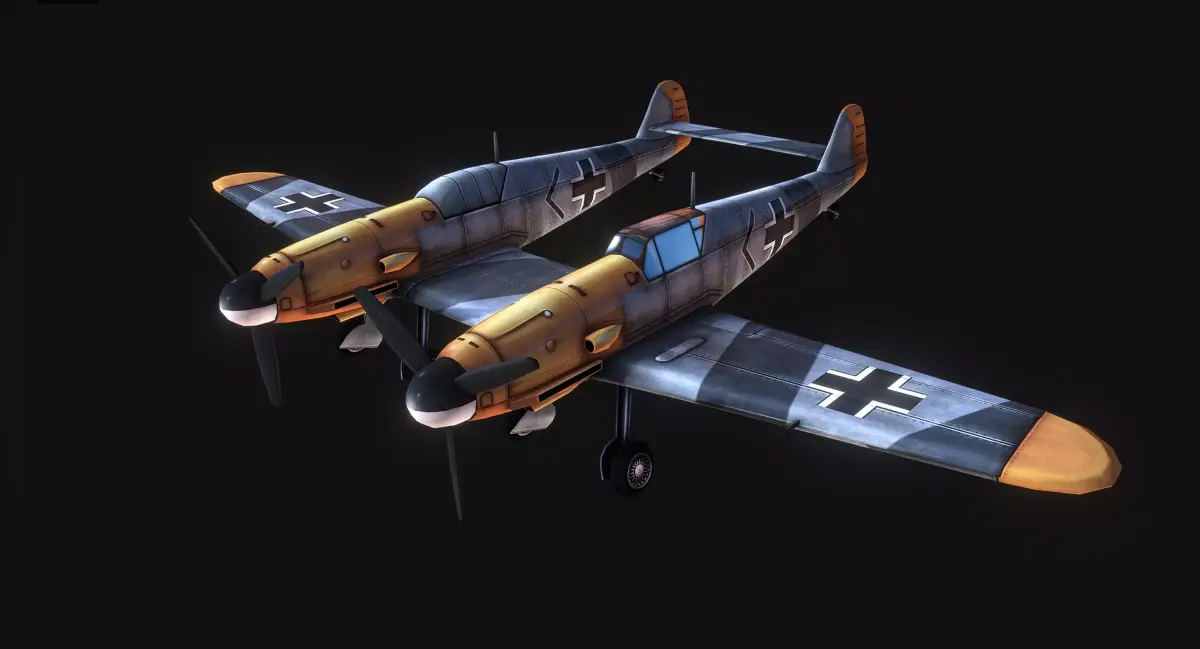 Messerschmitt Bf 109 zwilling Low-poly 3D model
