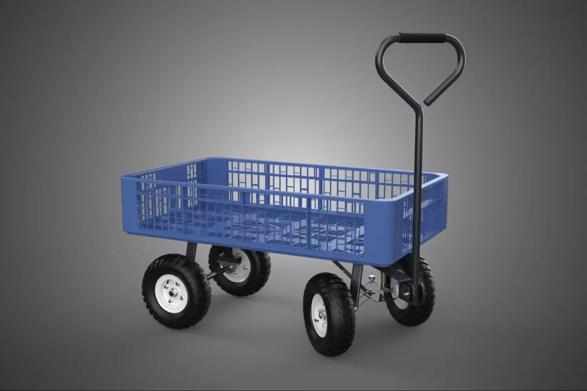 HEAVY DUTY CRATE BASKET TRAY BED TUB WAGON DOLLY TRAILER CART 4W 3D model