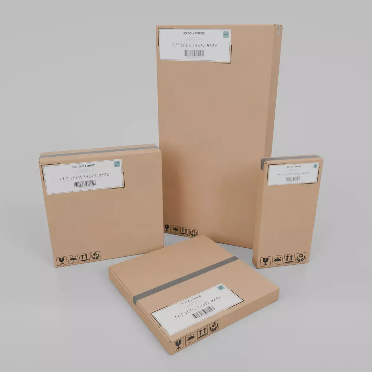 Shipping and Logistics Boxes - Rigged and Customizable Set 3D Model Pack