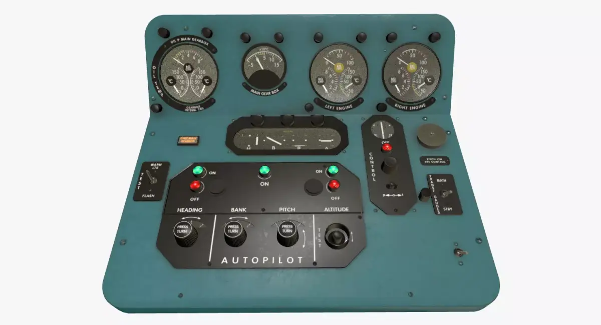 Mi-8MT Mi-17MT Central Panels Board English Low-poly 3D model