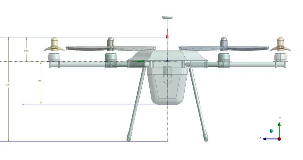 Hexacopter solid CAD for CFD 3D model