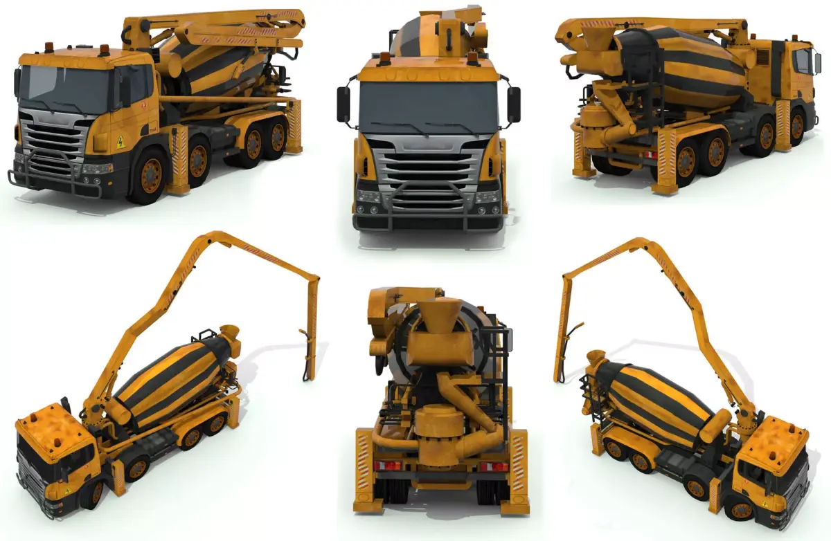 concrete mixer truck Low-poly 3D model