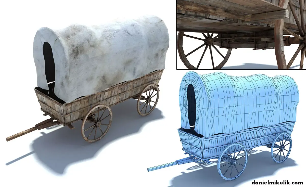 Low Poly Wild West Vagon Low-poly 3D model