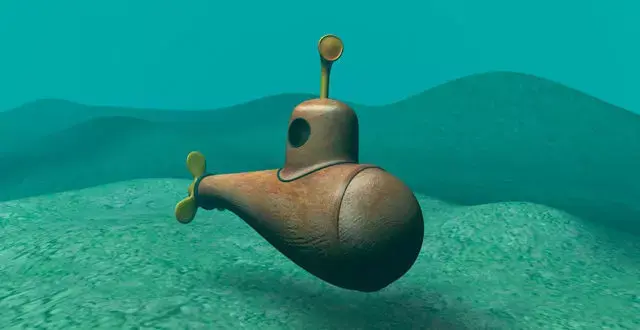 Submarine in ocean 3D model