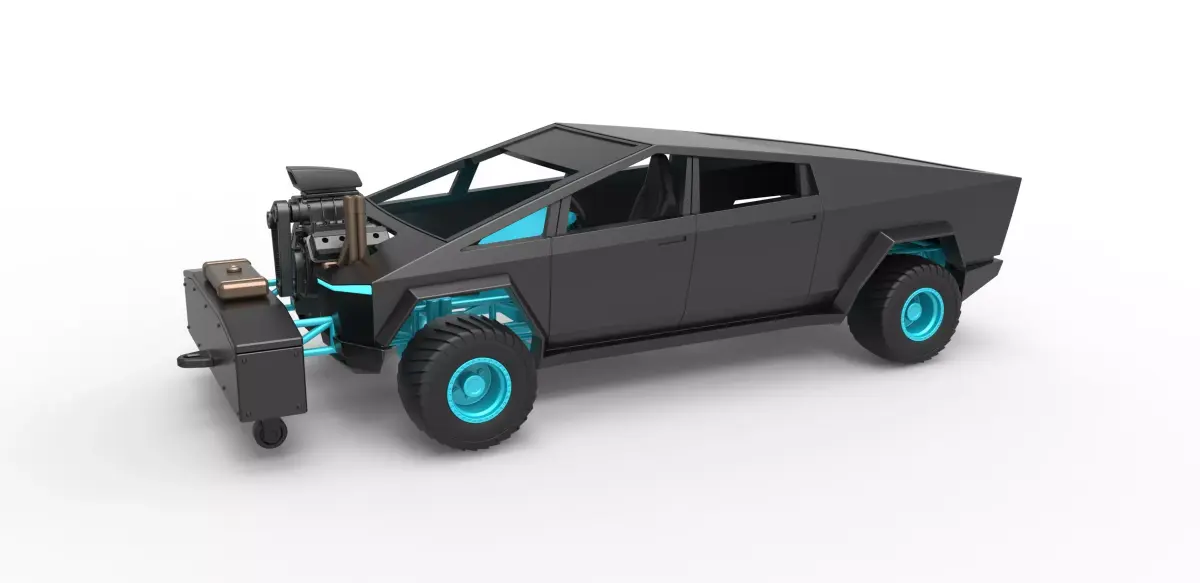 Tesla Cybertruck pulling truck 4wd Scale 1 to 25 3D print model