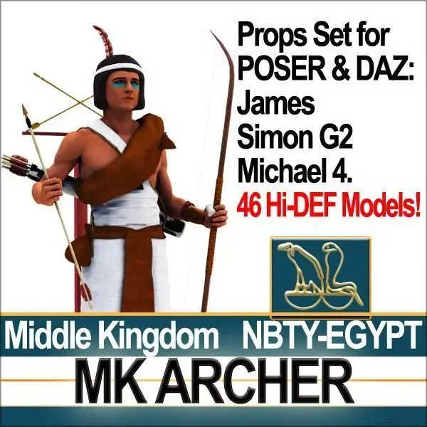 Ancient Egypt MK Archer Props Poser Daz 3D model
