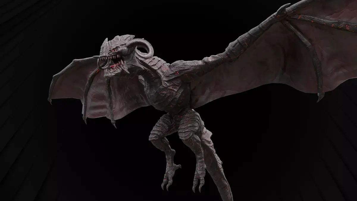 Hell Wyvern - Infernal Dragon Low-poly 3D model