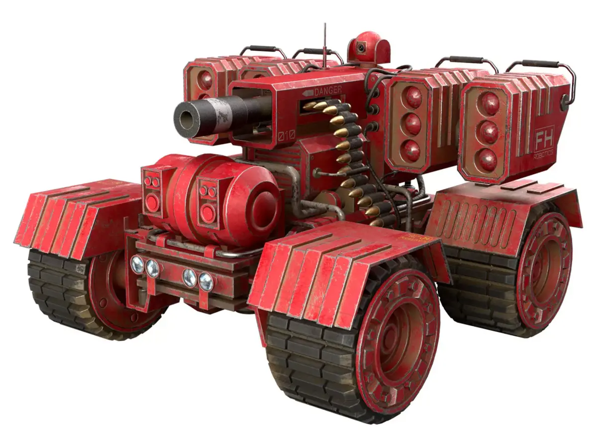 UGV Concept-3-Red-Dirty Low-poly 3D model