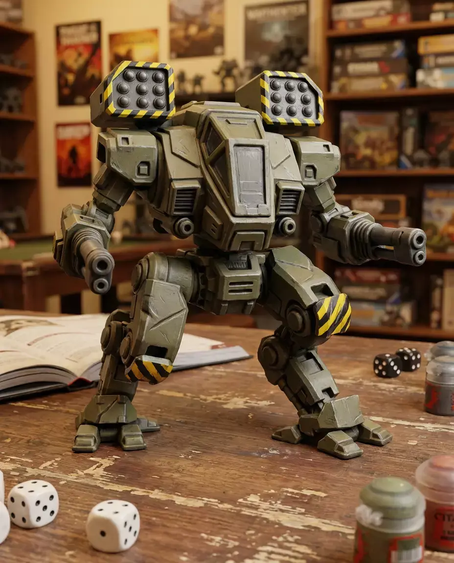 Heavy Battle Mech Walker Sci-Fi Wargaming Miniature 3D print model