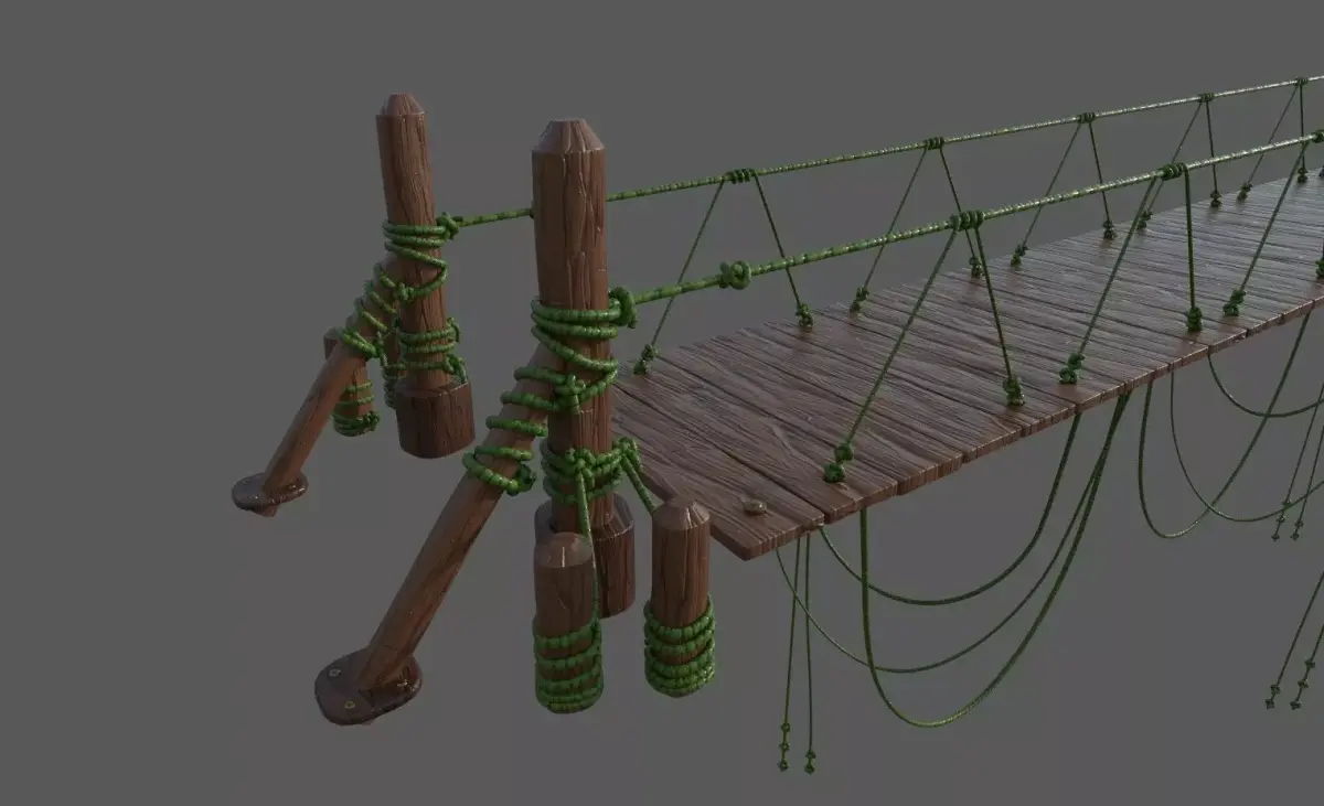 Cartoon Wooden Bridge 3D model