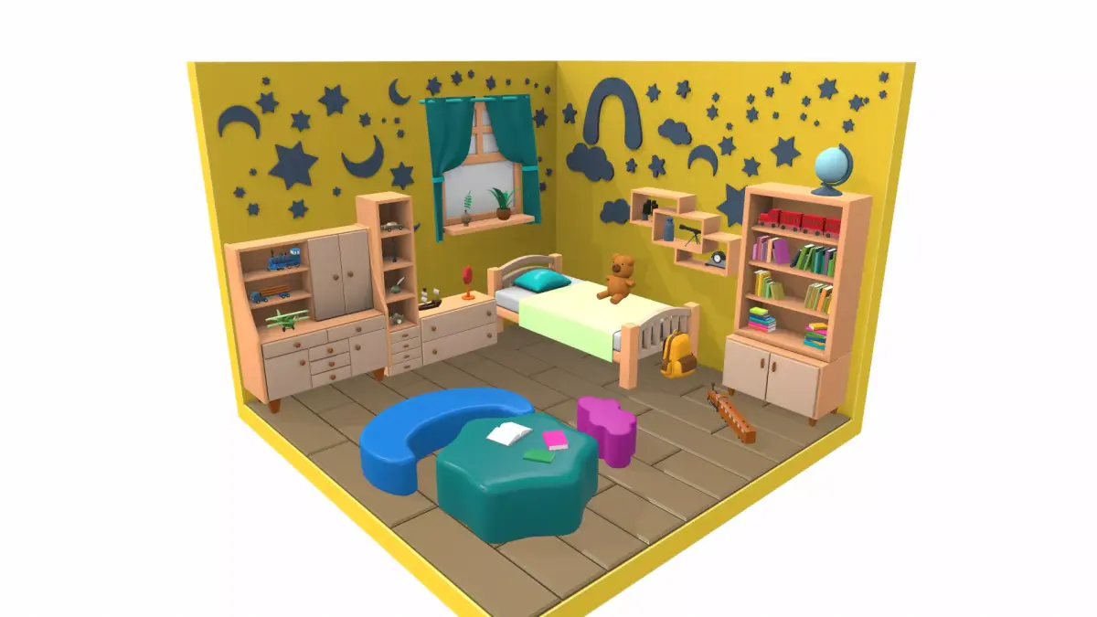 Isometric cartoon children room 09 3D model