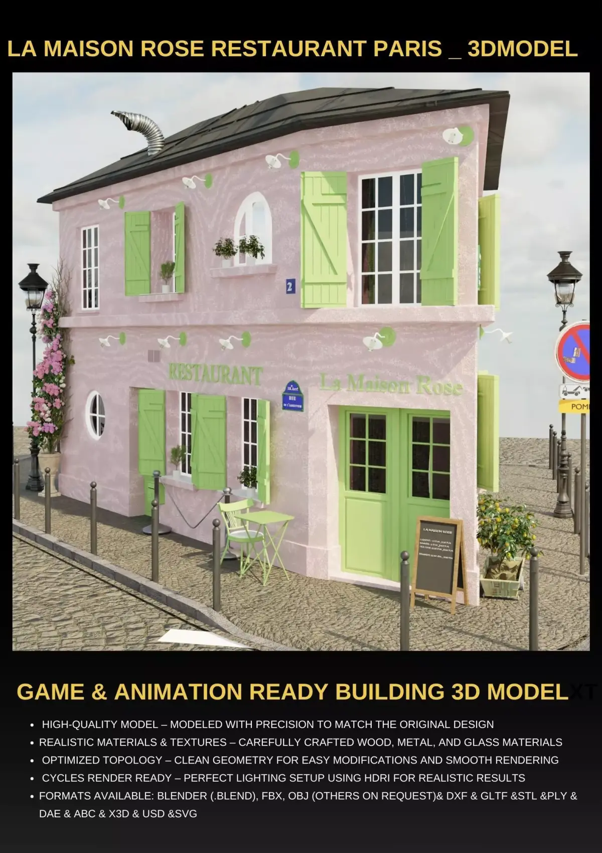 la maison rose restaurant paris 3D model