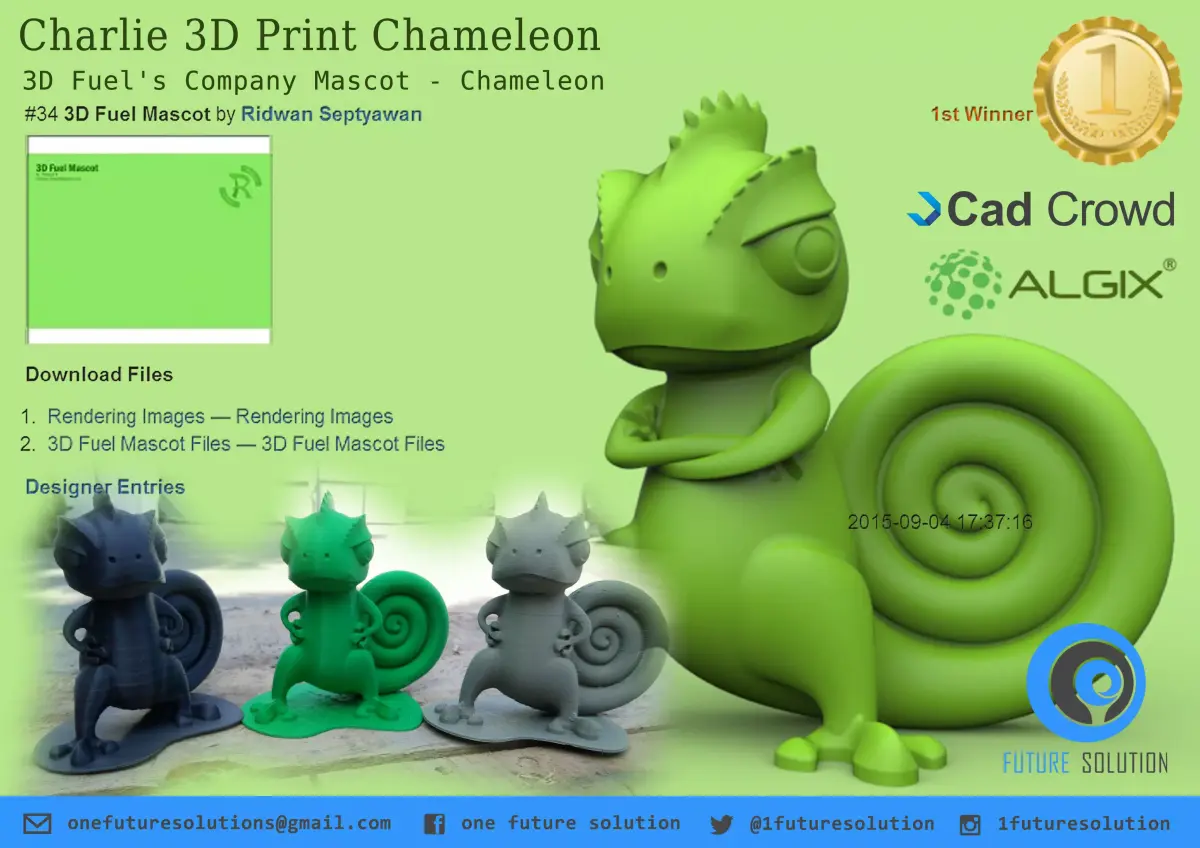 Charlie - Algix Chameleon Mascot Free 3D print model