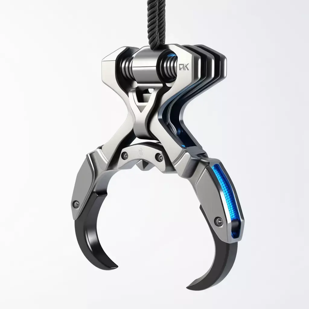 Futuristic Grappling Hook with Rope 3D model