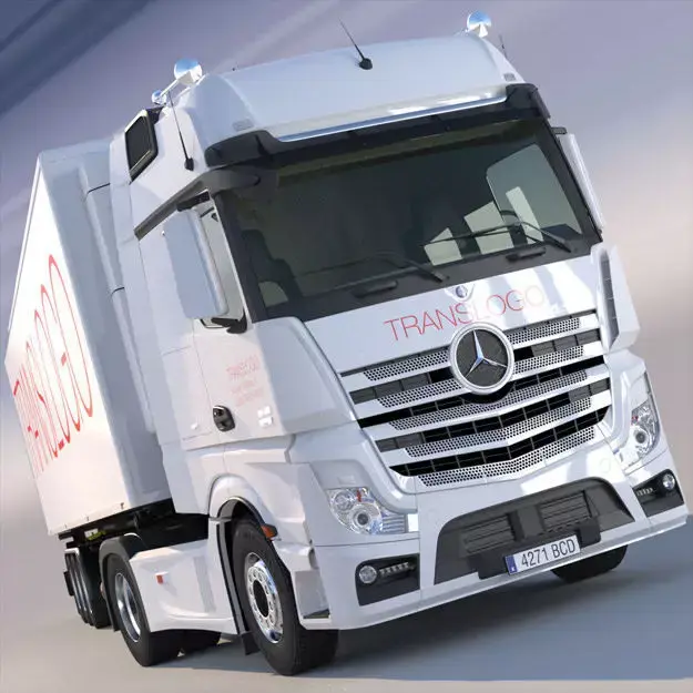 Mercedes Actros MP4 GigaSpace with refrigerated semitrailer 3D model