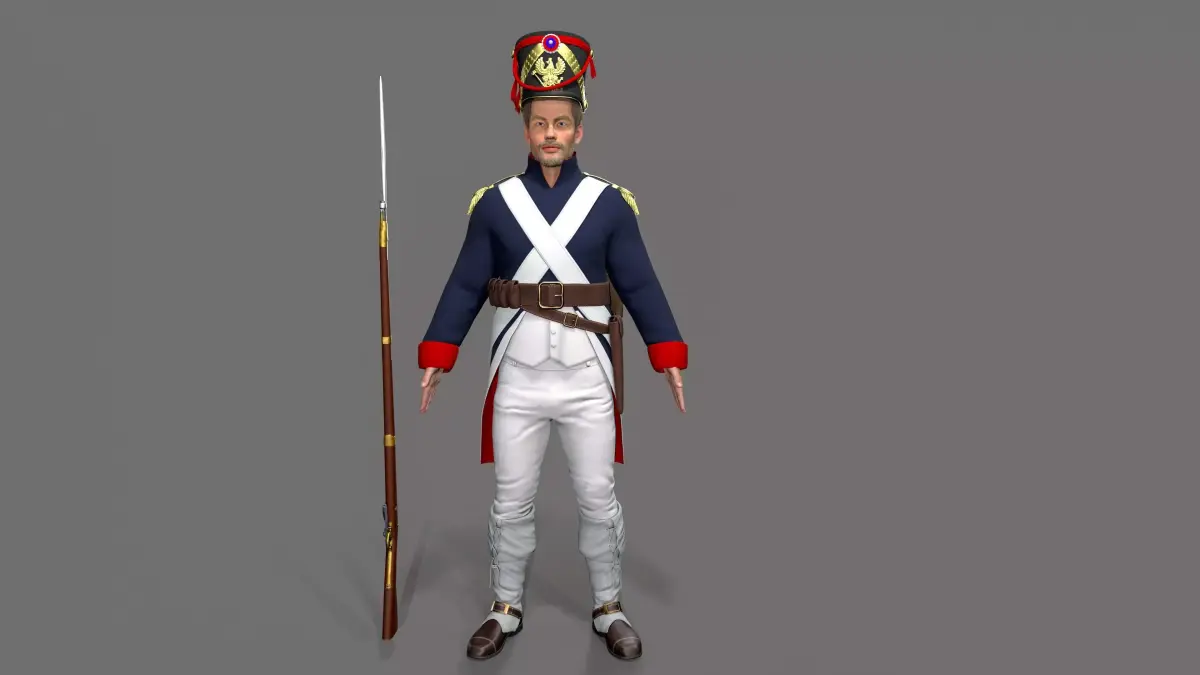 Napoleon soldier Low-poly 3D model