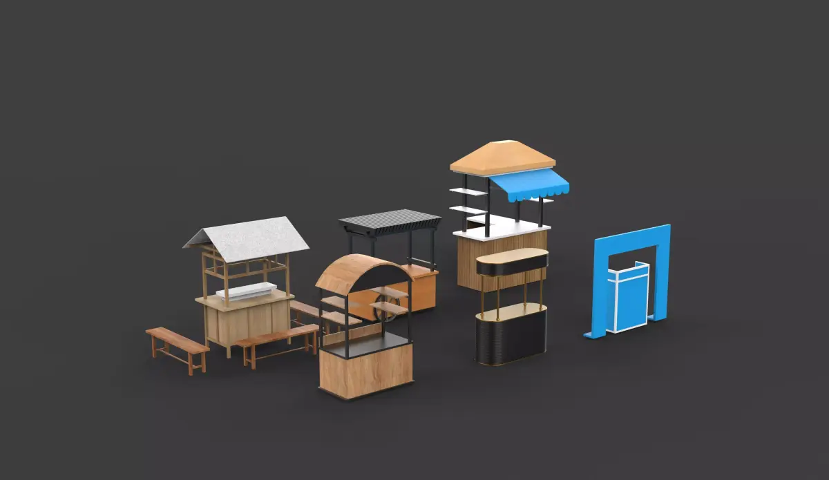 Food Carts set 3D model