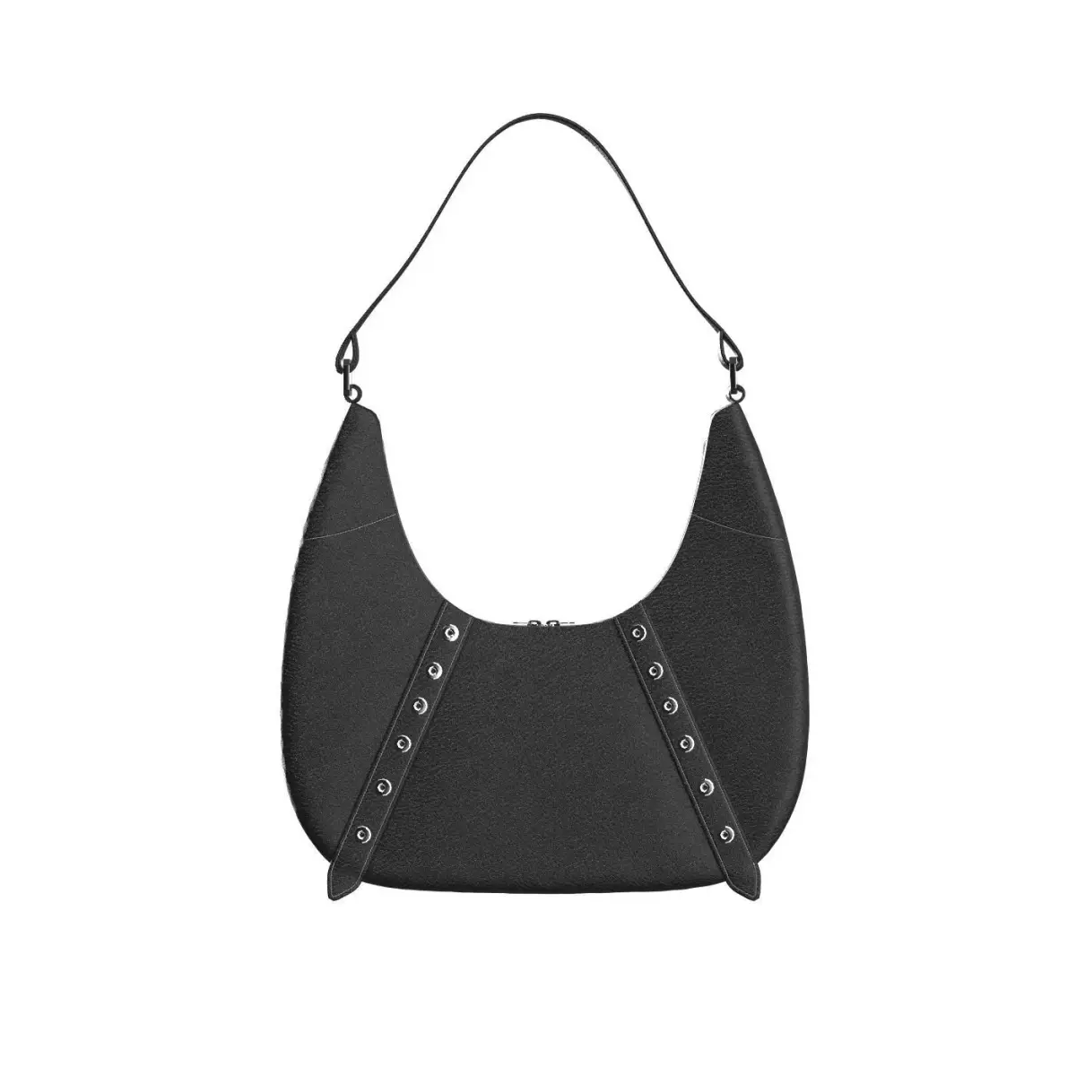 Black Leather Baguette Bag 3D model