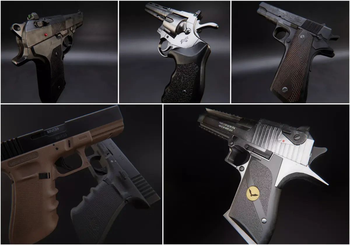 Modern AAA Pistol Pack Game Ready PBR Low-poly 3D model