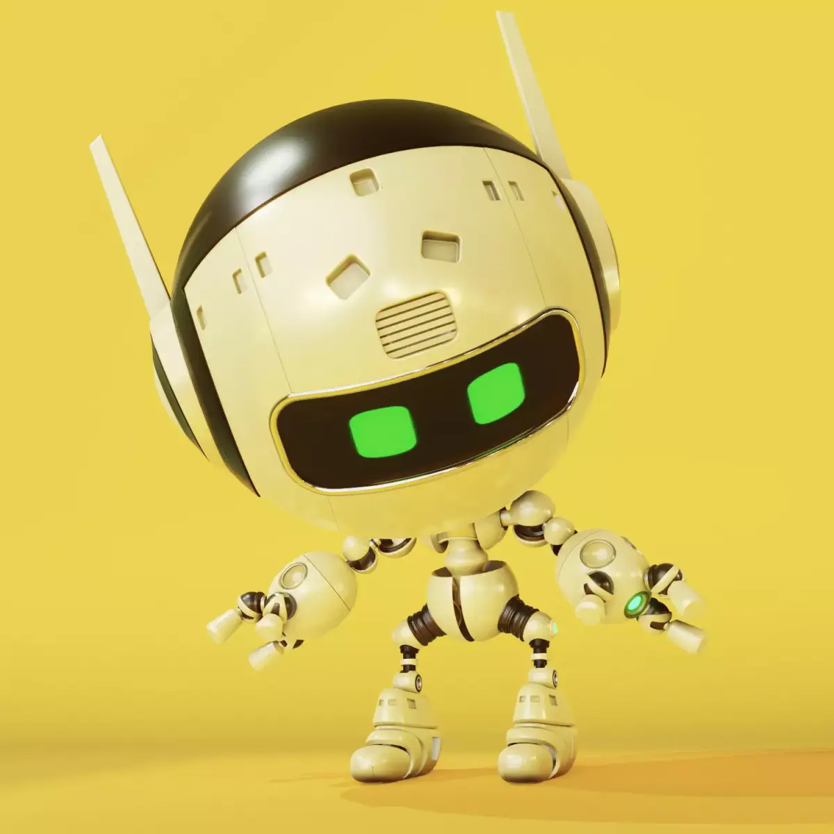 Robot wearing helmet Low-poly 3D model