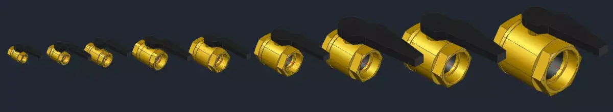 Ball Valve Threaded RB Sizes DN15 to DN100 Low-poly 3D model