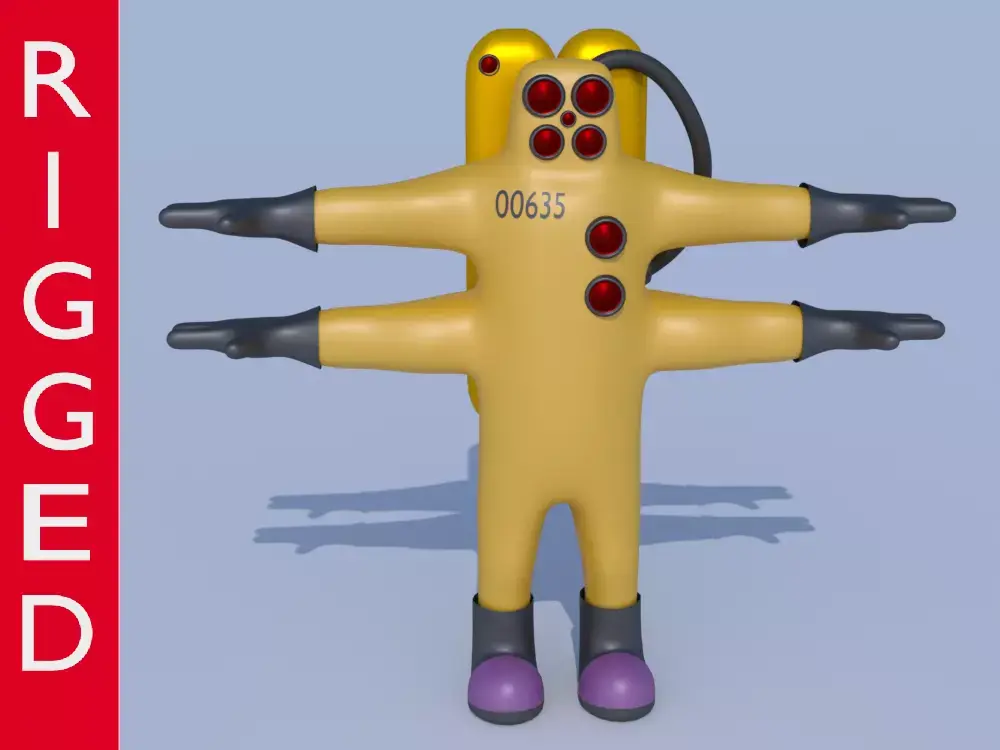 Low-Poly Monsters INC CDA agent alien monster 3D model rigged Low-poly 3D model