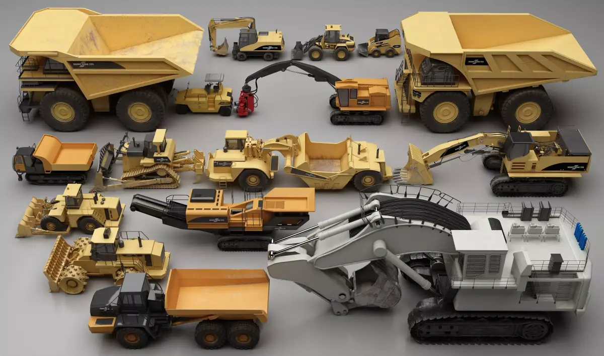 Large construction vehicles 3D model purchase