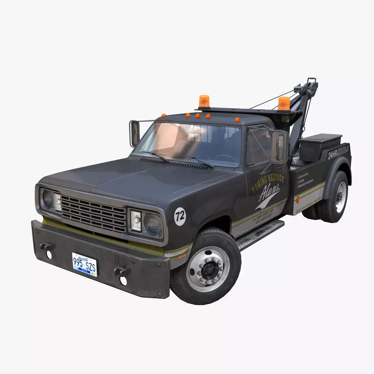 Classic wrecker tow truck Low-poly 3D model