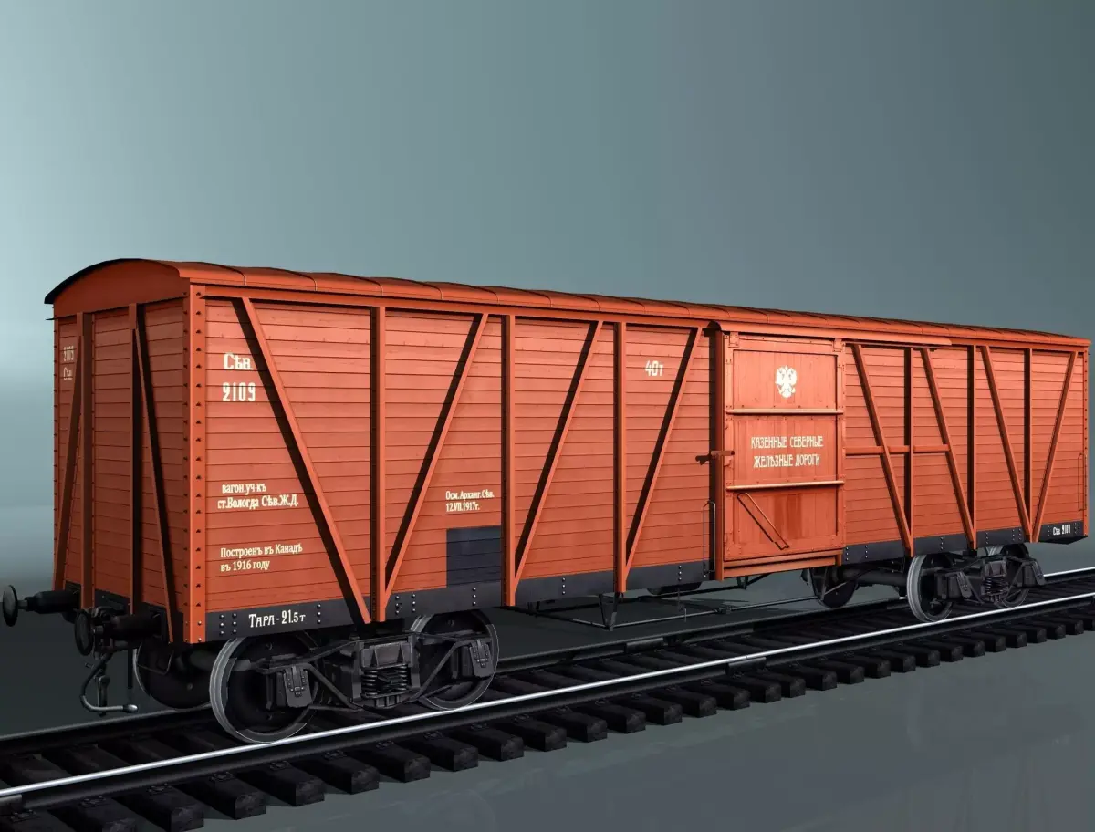 covered cargo boxcar Low-poly 3D model