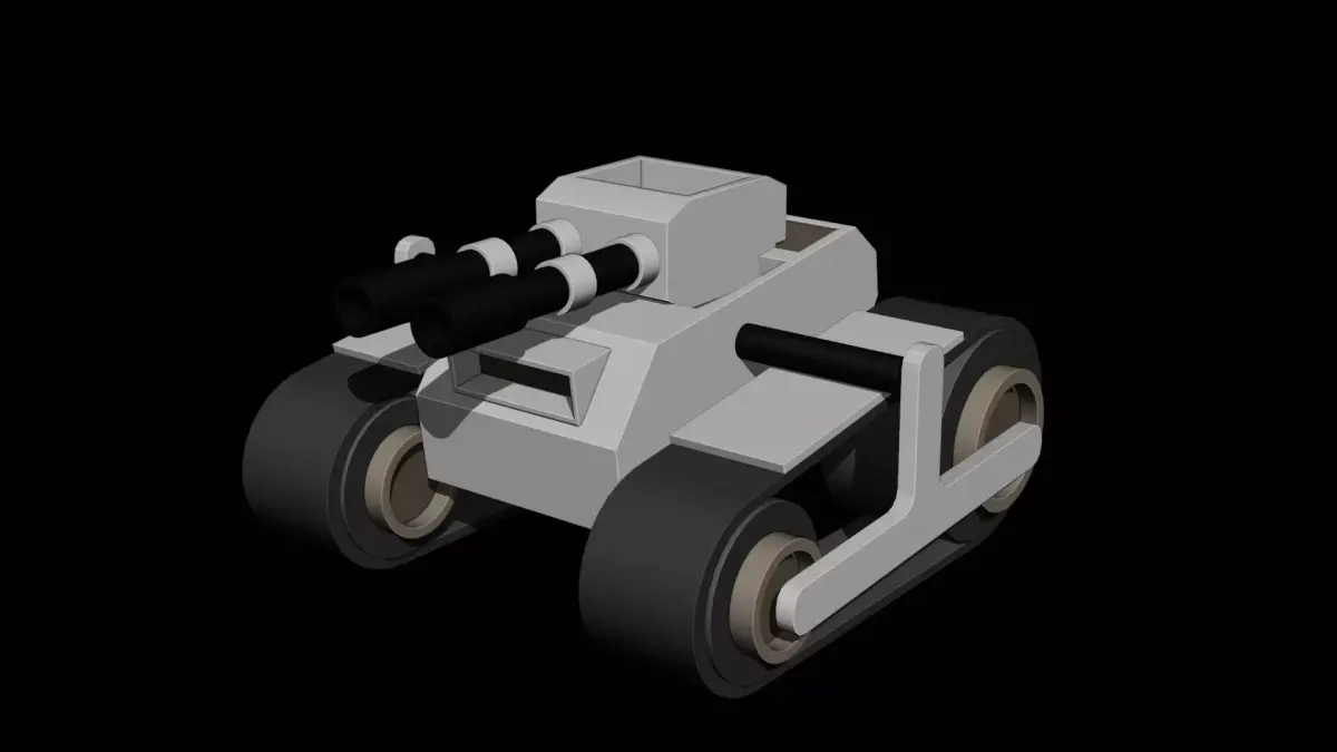 Stylized Low Poly Tank Twin Barrel Game Ready Low-poly 3D model