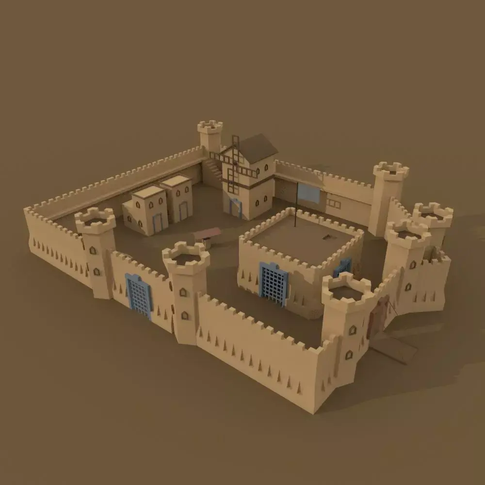 modular isometric low-poly castle Free low-poly 3D model