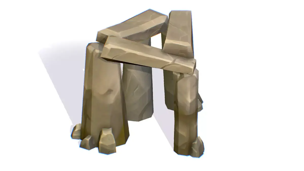 Handpaint Cartoon Stone Memorial Totem Symbol Low-poly 3D model 3
