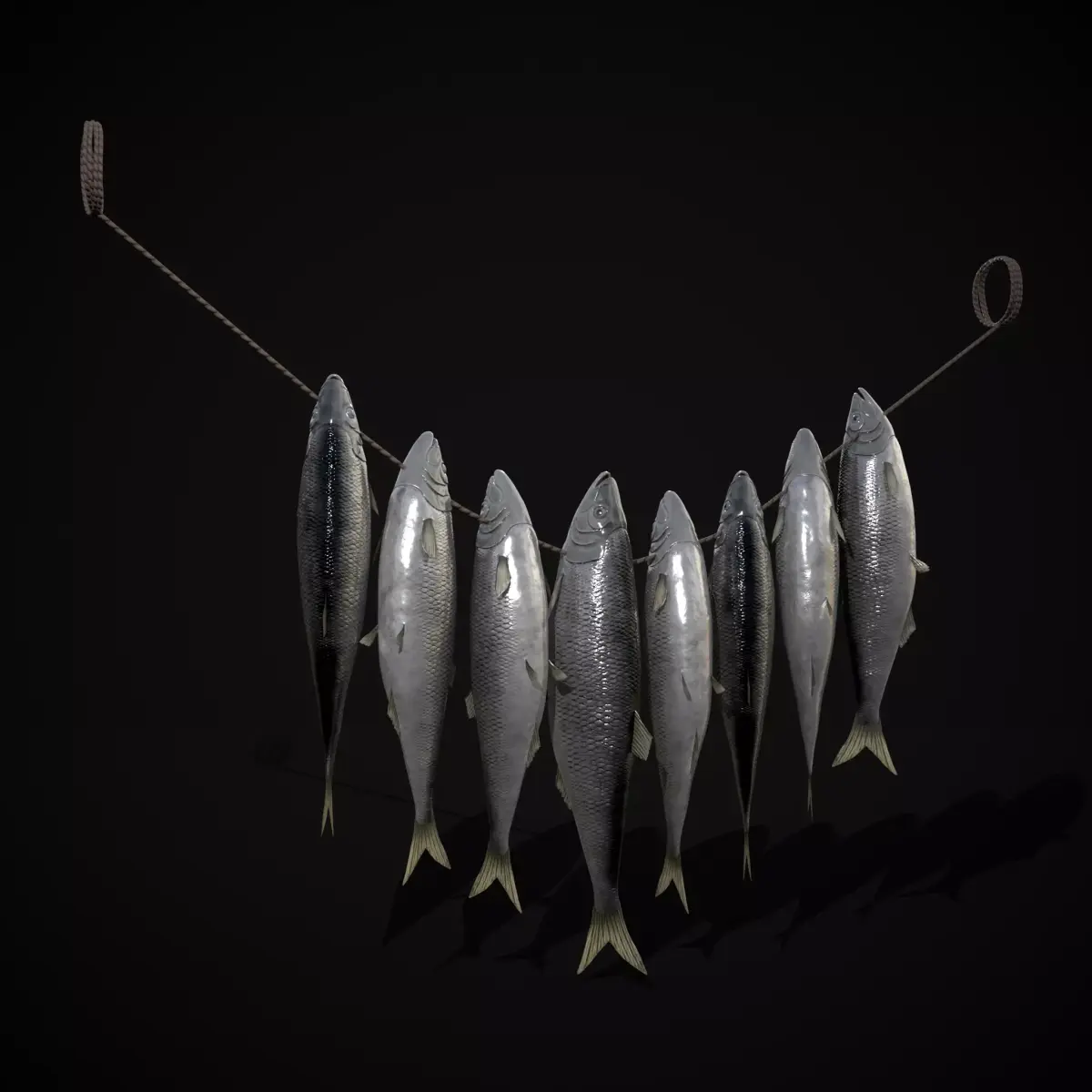 Hanging Herring Fish Low-poly 3D model