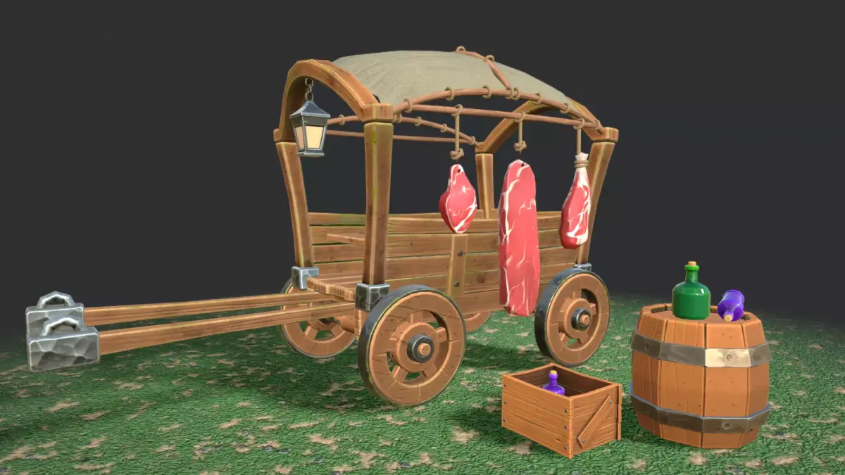 Stylized carriage Low-poly 3D model purchase