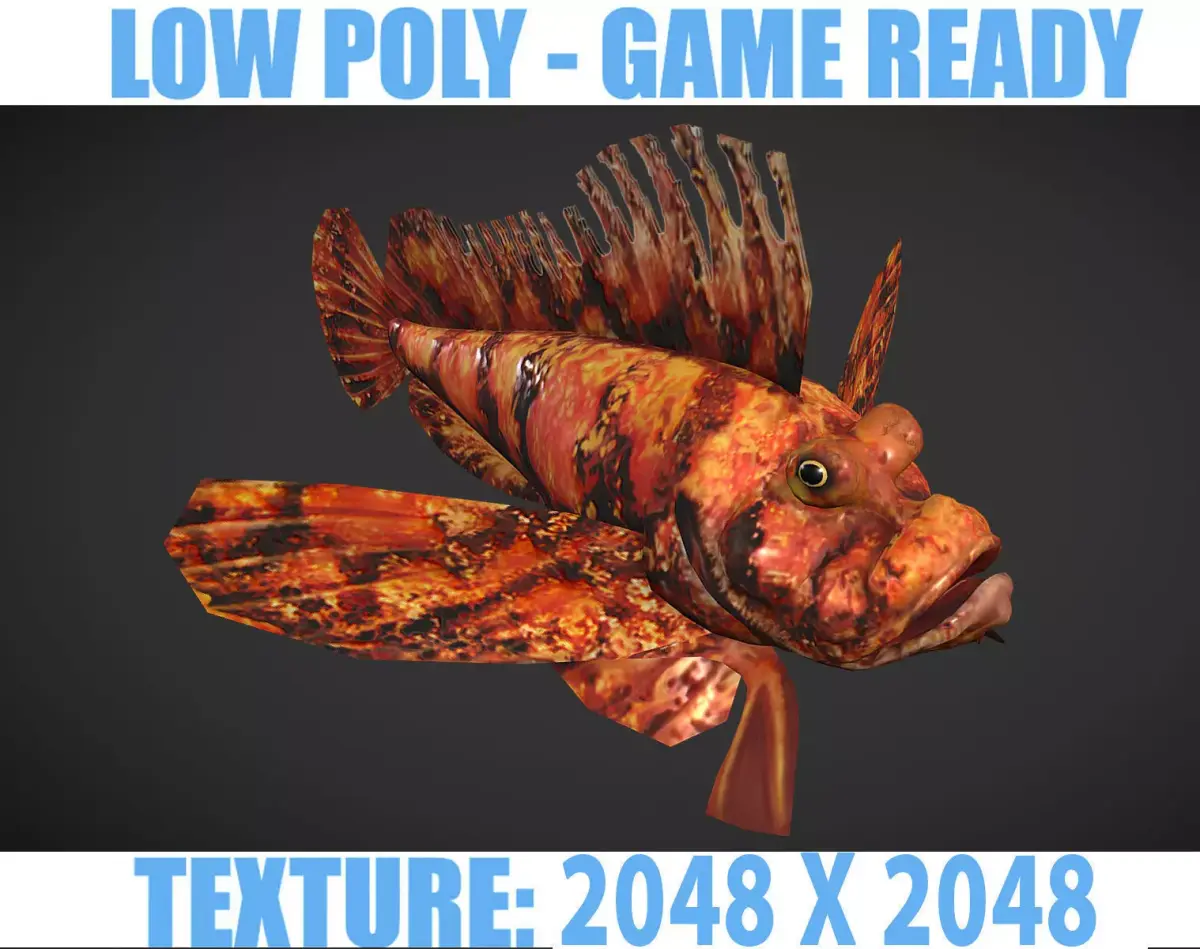 Onio Low Poly fish with scales Low-poly 3D model