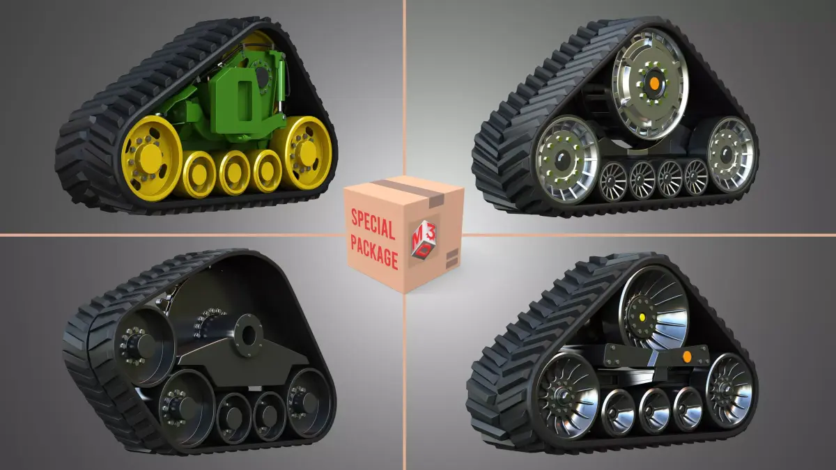 Rubber  Crawler Track Systems  - Package 3D model