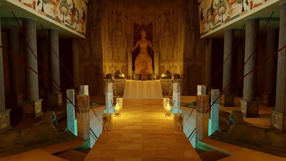 Queen Throne Room of  Ancient Egyptian Hall with Sacred Bridge 3D model