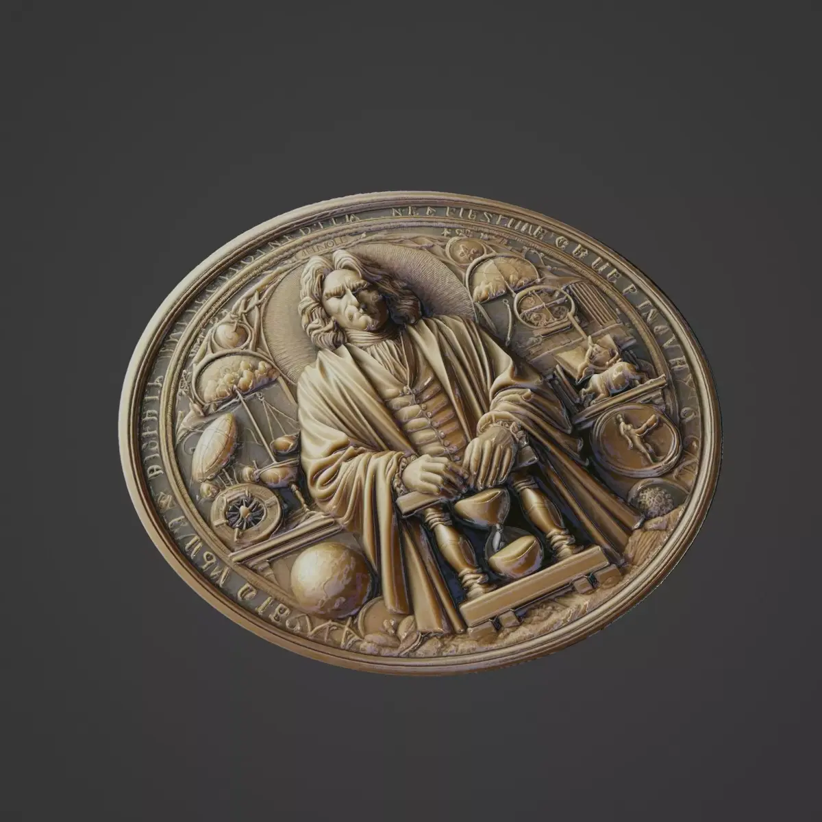 Isaac Newton Medallion 3D print model buy