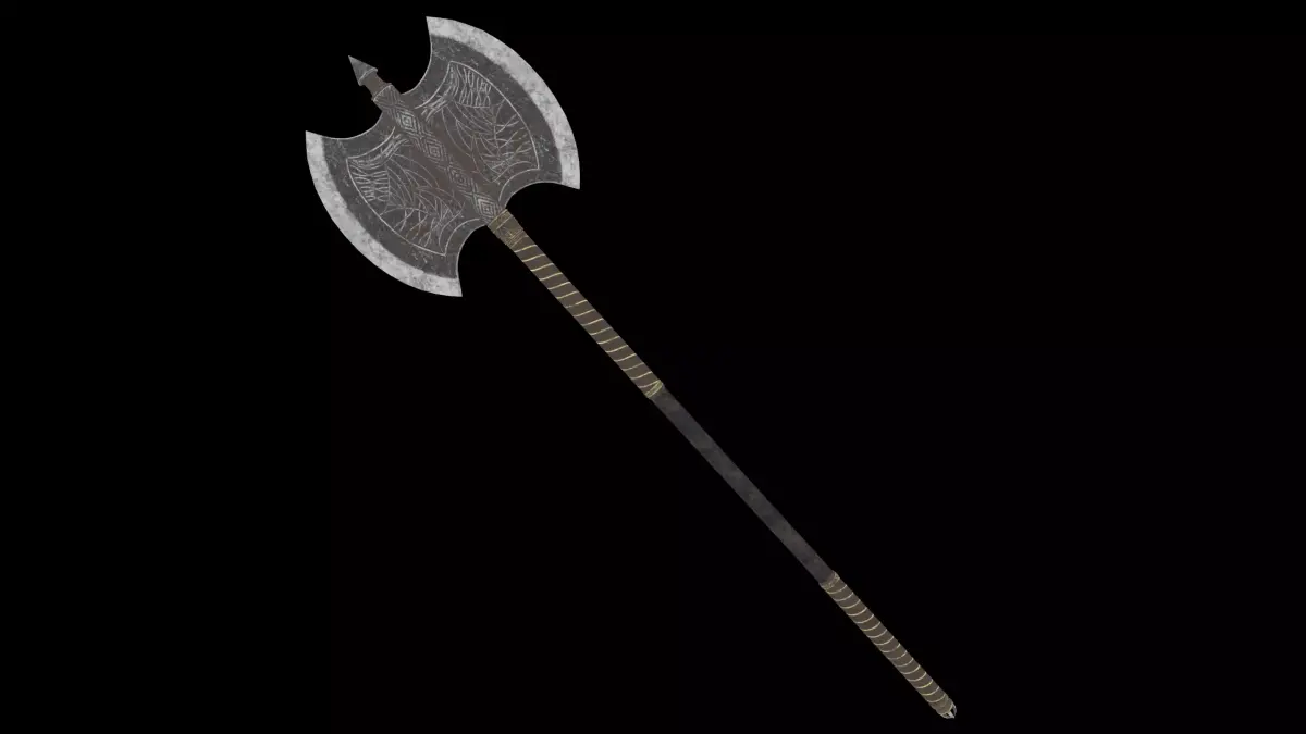 Fantasy Old Two Handed Axe Low-poly 3D model
