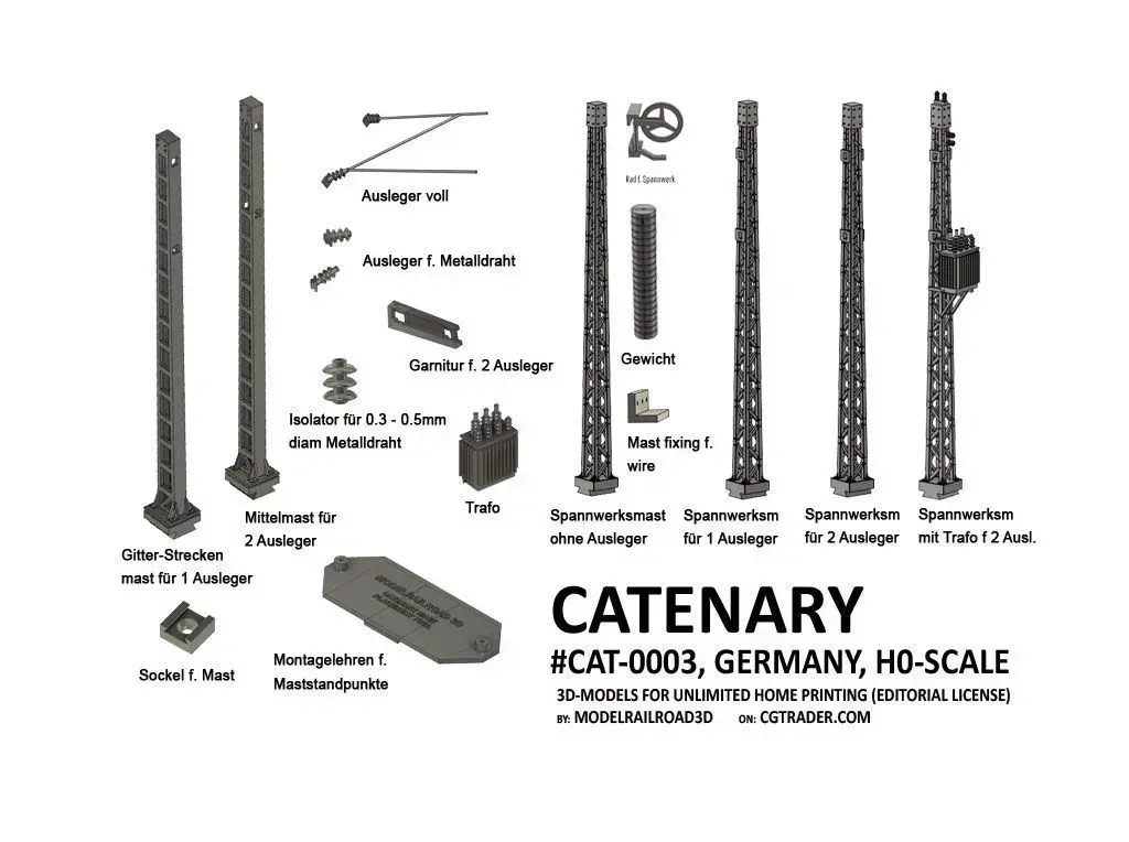 CAT-0003 Catenary Germany H0-scale 3D print model