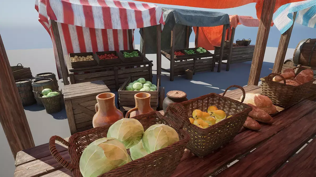 Medieval Market Props Free 3D model