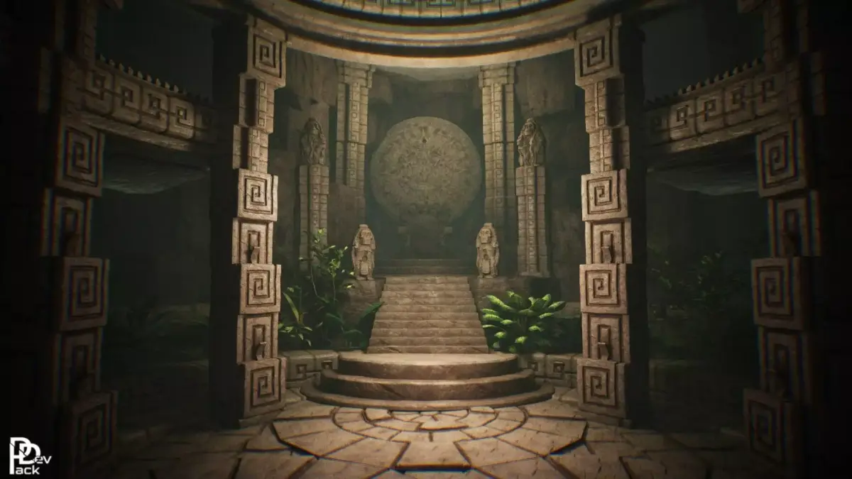 Aztec Temple Interior 24 Assets Low-poly 3D model