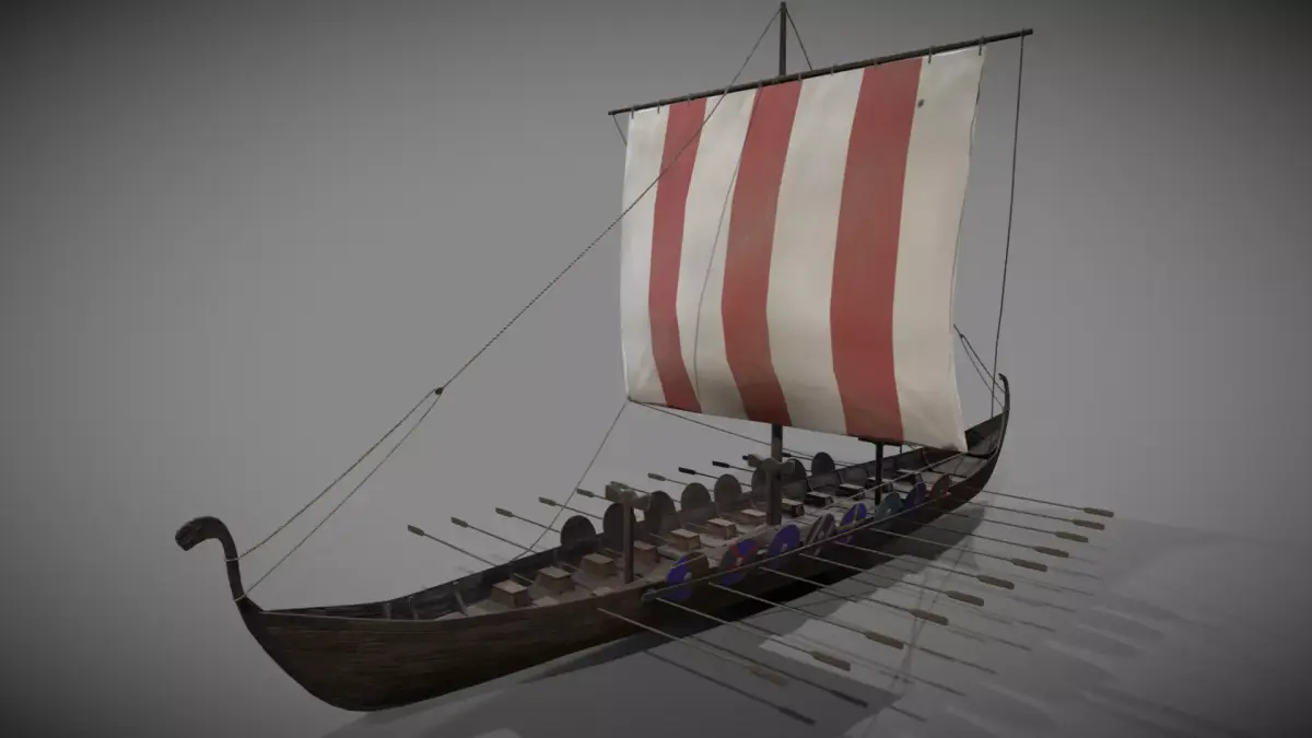 Viking long boat Low-poly 3D model