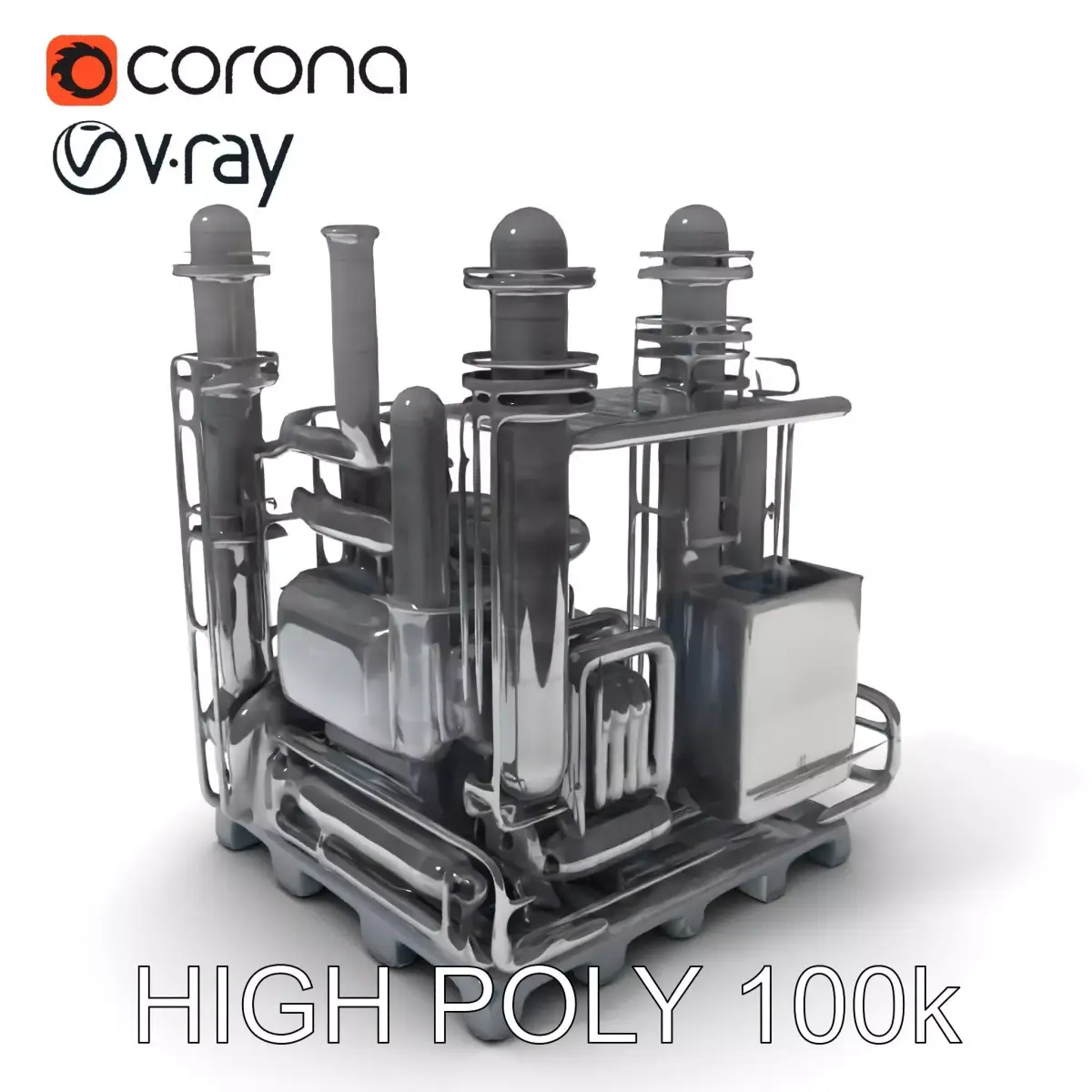 Industrial Refinery Equipment D Model Pack Low-poly 3D model