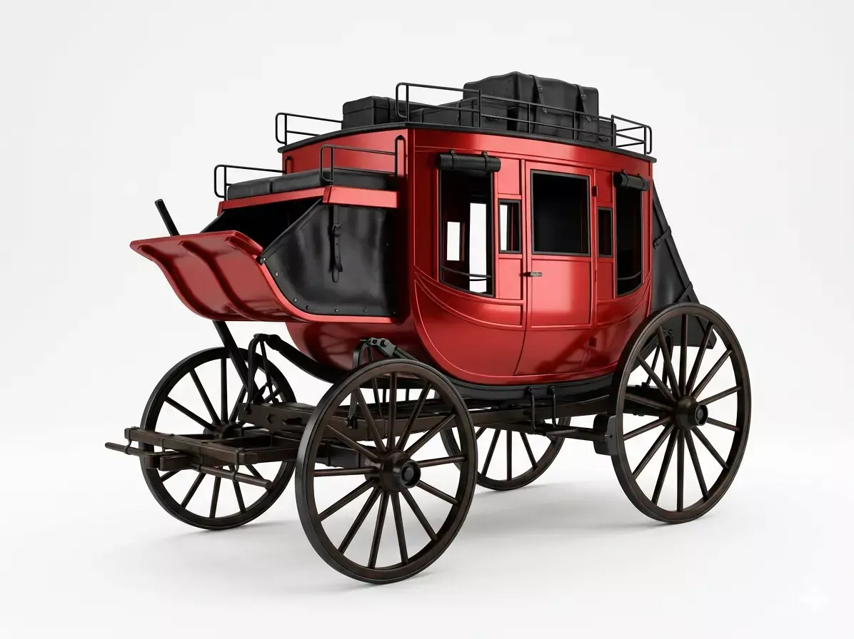 Crimson Frontier Western Stagecoach Luxury Period Carriage 3D model