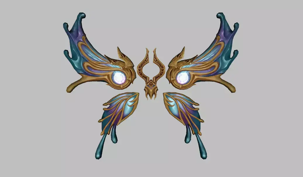 BlueGold Wing Low-poly 3D model