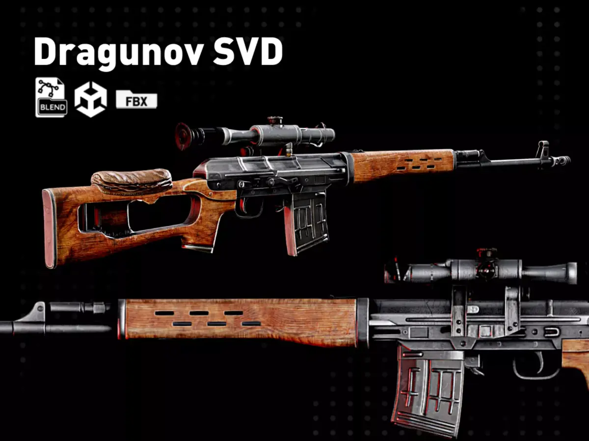 Dragunov SVD PBR Low-poly 3D model