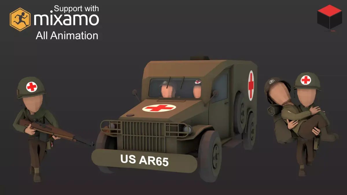 WW2 US Medic Low-poly 3D model